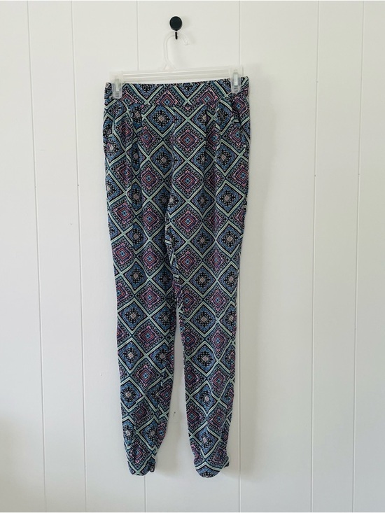 Forever 21 Pants - Forever 21 Multicolor Geometric Print Pants - Teal, Navy, Red